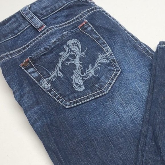 VINTAGE SILVER SANTORINI CROP JEANS 32x27 🦋 - Picture 7 of 13